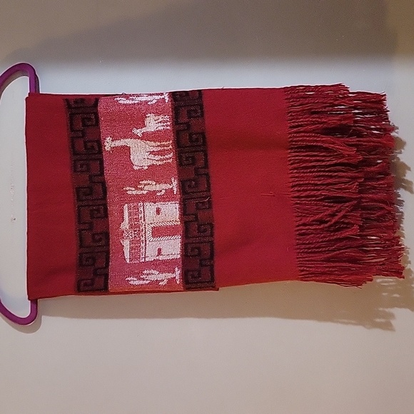 Dark Red Alpaca Travel Scarf Made in Peru - Picture 1 of 4